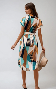 Nadia | Casual V-Neck Midi Dress – Relaxed Elegance for Everyday Style