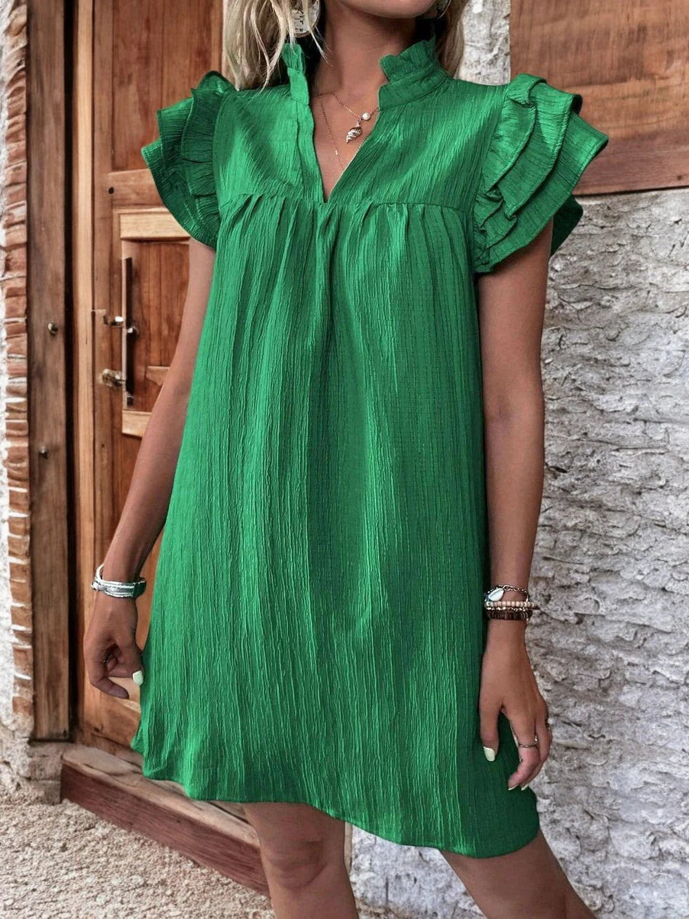 Seraphina | Flowing Ruffle Mini Dress – Feminine Elegance for Warm Days