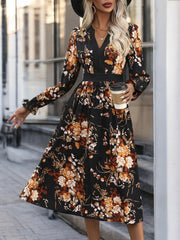 Trendy | Notched Neck Midi Dress – Refined Elegance for Every Occasion
