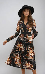 Trendy | Notched Neck Midi Dress – Refined Elegance for Every Occasion