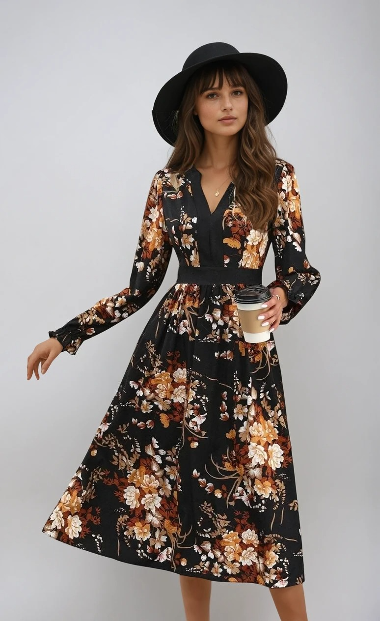 Trendy | Notched Neck Midi Dress – Refined Elegance for Every Occasion