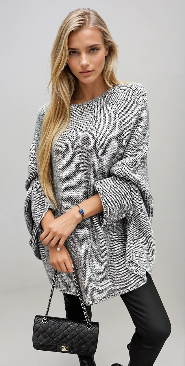 Ivy | Vila Poncho Blouse – Cosy Elegance in Ribbed Knit