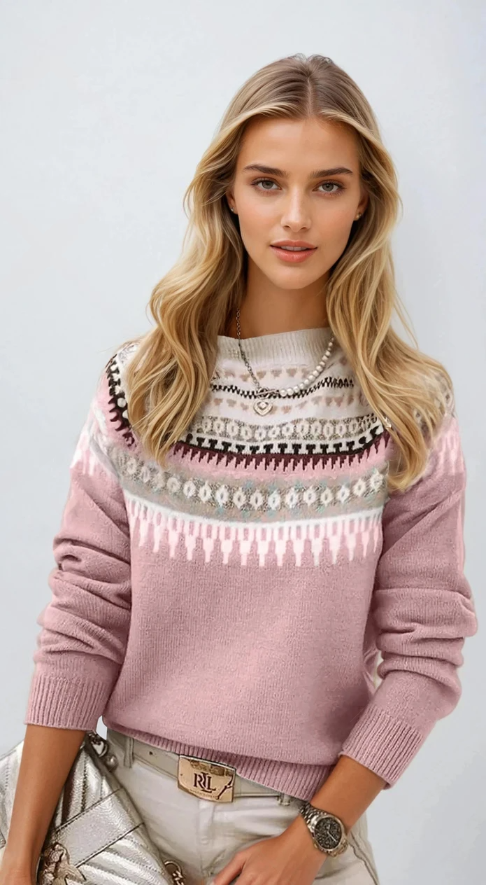 Clementine | Elegant Patterned Knit Sweater – Timeless Modern Warmth